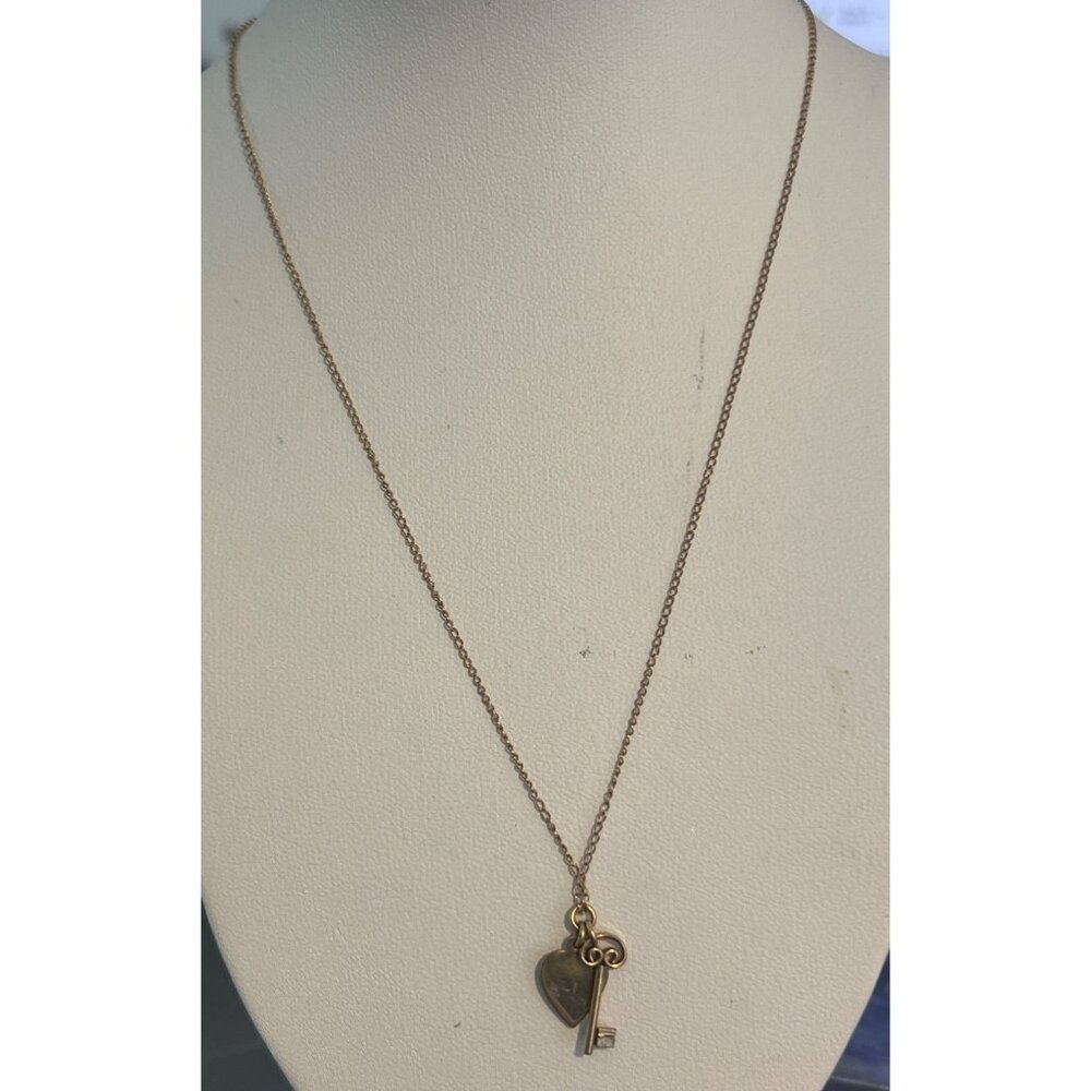 Vintage Winard 1/20 12kt GF Necklace Heart Key Pendant 16" Chain Estate 1.58g